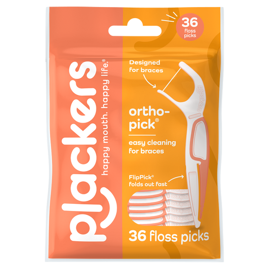 Plackers OrthoPick® Floss Picks Designed for Braces, Tuffloss® Made Without PTFE, FlipPick® Clean Between Brackets