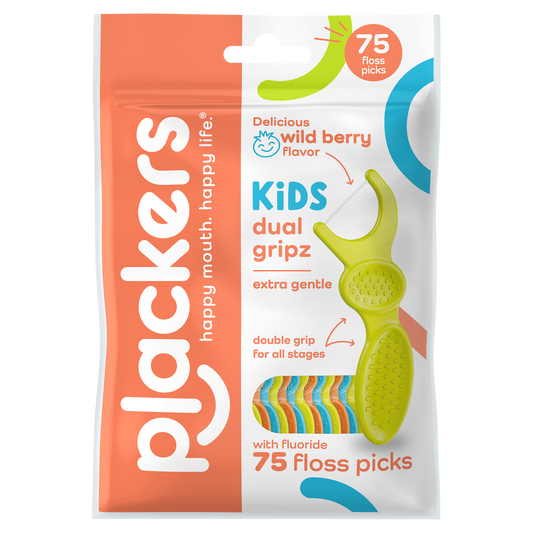 Plackers® Kids Dual Gripz™ Floss Picks, Gentle, Tuffloss® Made Without PTFE, Wild  Berry Flavor, Dual Gripz™ for All Stages, with Fluoride