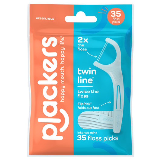 Plackers® Twin Line® Floss Picks, Intense Mint, 75 ct