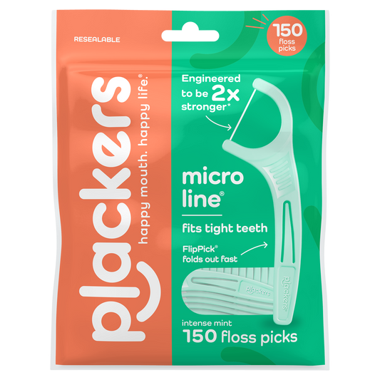 Plackers® Micro Line® Floss Picks - Intense Mint, Floss Fiber Made Without PTFE