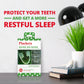 Protect Your Teeth and Get a More Restful Sleep. 16 pack Plackers Grind No More Night Guard. Stacked books, a plant and light beside the package
